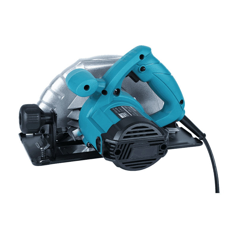 Sierra circular eléctrica de alta potencia ZY185-3A de 1200 W con perilla de ajuste de ángulo, protección de seguridad integral, placa base resistente y mango forrado en cuero suave.